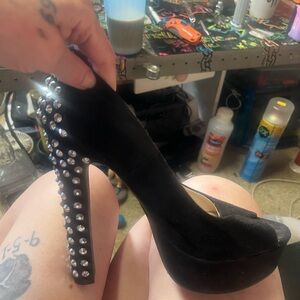 Elegant Black Studded Women's Heels